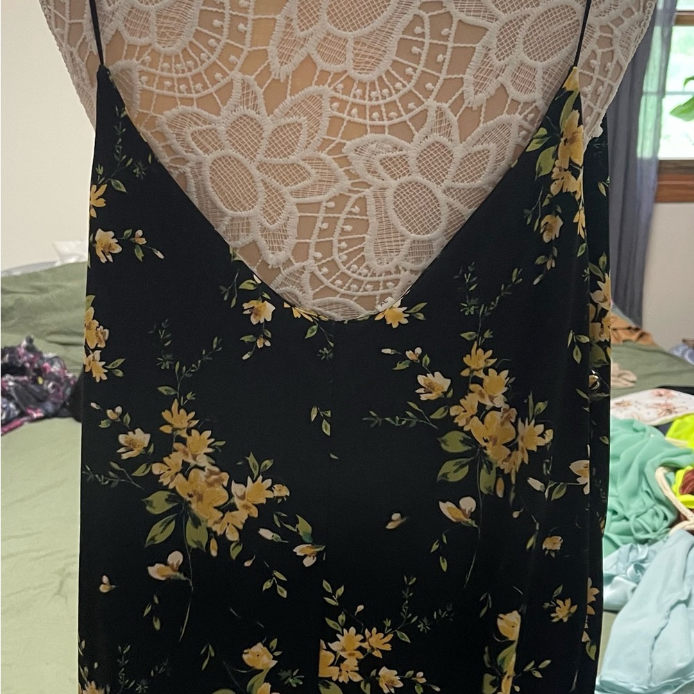 Maurices Black and Yellow Floral Camisole